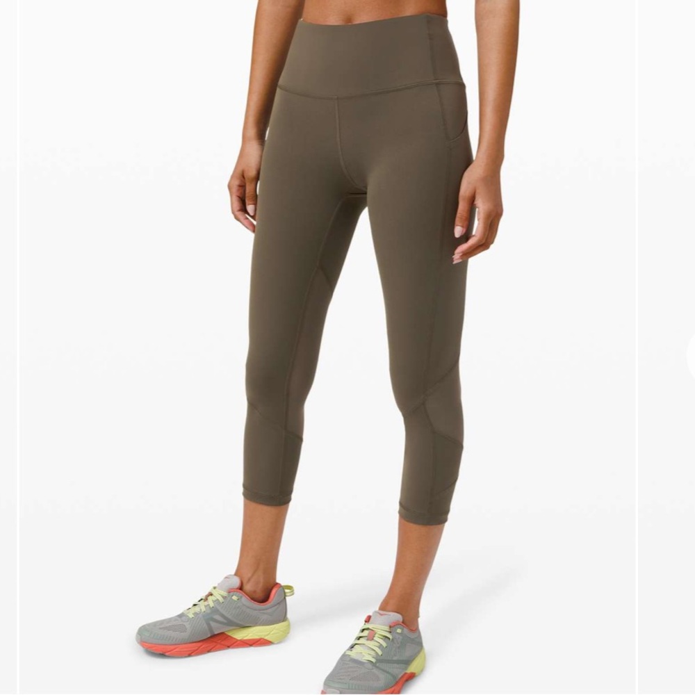 Lululemon Pace Rival High-Rise Crop 22" Dark Olive size 6